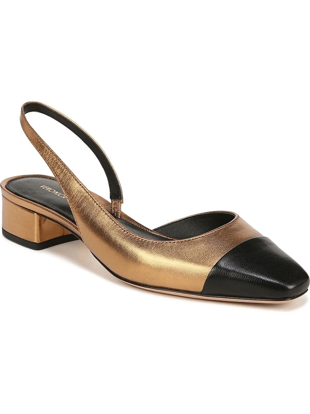 Veronica Beard Metallic Gold and Black Slingback Pumps